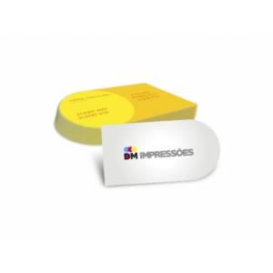 Card com Corte Especial Triplex 250g 8,5x4,5cm 4x4 Verniz UV Total Frente Corte Especial * Tamanho da arte 5x9cm